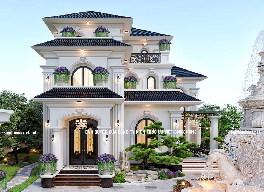 BIỆT THỰ TÂN CỔ ĐIỂN,CĐT:ANH TÂN ,DT PHẦN NHÀ:10X20M NỞ HẬU 15M,DT ĐẤT:26X38M TẠI TỈNH BÌNH PHƯỚC