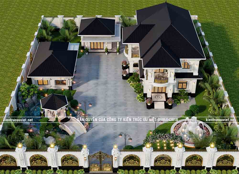 BIỆT THỰ TÂN CỔ ĐIỂN ,CĐT:ANH SANG,DT:10X20M,DT ĐẤT:40X50M,TẠI TỈNH TIỀN GIANG